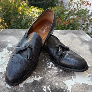 Frank Brothers Slip-On Black Leather Tassel Loafers Mens Sz 10.5 VTG Made In USA